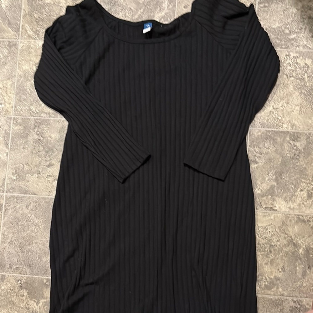 Old Navy Black Ribbed Sheath cotton sweater Dress Tunic Long Sleeve NWOT #100